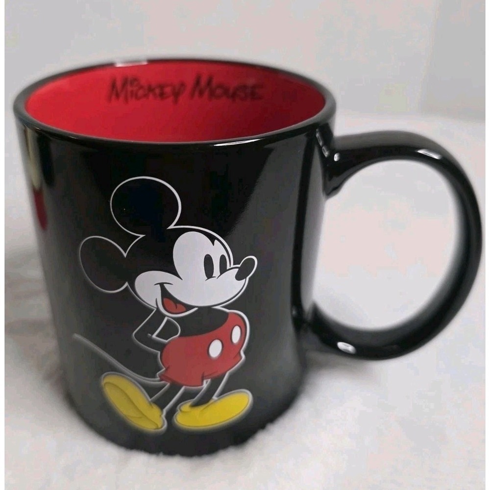Disney Mickey Mouse 10 Oz Black Red‎ Cup w/ Mickey Mouse Written Inside